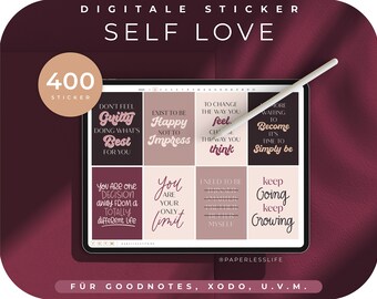 400+ Digital Stickers Self Love Motivation // Motivational Sayings for GoodNotes // Self Love