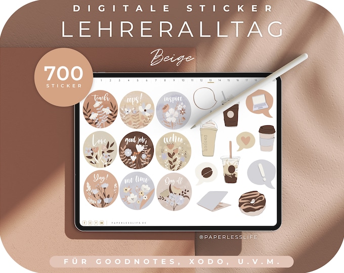 Digital planner stickers, digital school clipart set, Lehrer sticker
