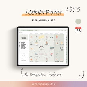 2025 Digital Planner German | Goodnotes Calendar iPad &quot;The Minimalist&quot; | with Apple Calendar Function | Sage Green