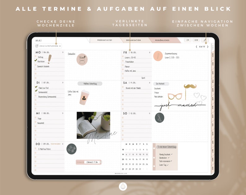 2024 Digitaler Planer Deutsch / GoodNotes Kalender iPad Der Gamechanger