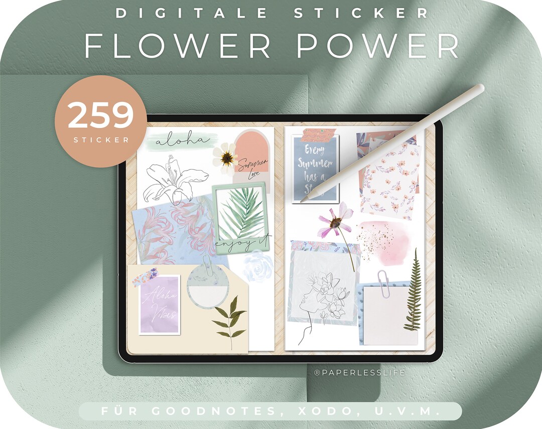259 Digital Stickers Flower Power Colorful // for Goodnotes, XODO ...