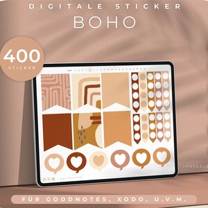Conjunto de mais de 400 adesivos digitais BOHO // Adesivos GoodNotes pré-cortados Boho // Adesivos de planejador digital // Livro de adesivos