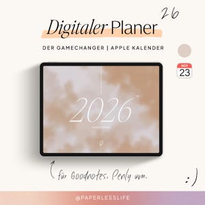 2026 Digitaler Planer Deutsch | Goodnotes Kalender "Der Gamechanger" | mit Apple Kalender Funktion | Beige