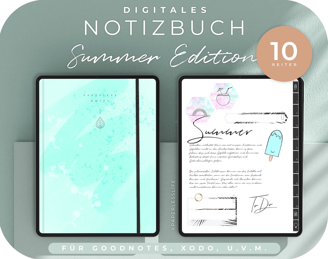 Digital Notebook German // Summer Edition // Digital Planner Goodnotes ...