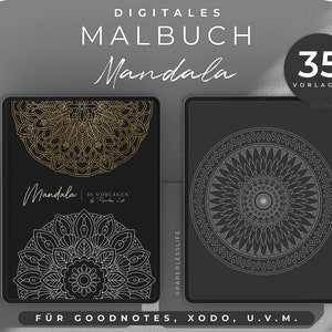 Libro da colorare digitale Mandala Black Edition // Libro da colorare digitale per il tuo iPad o tablet // per GoodNotes & Co. con 35 mandala in modalità scura