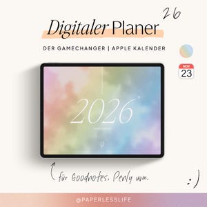 2026 Digitaler Planer Deutsch | Goodnotes Kalender iPad "Der Gamechanger" | mit Apple Kalender Funktion | Bunt