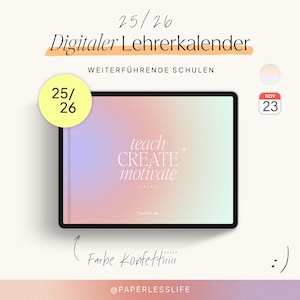 Digital teacher calendar 25/26 with Apple Calendar function | Teacher planner for secondary schools | Confetti