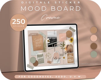 252 Digital Sticker Mood Board // for GoodNotes, XODO, Noteshelf & Co. // Motivational sayings, flowers and much more.