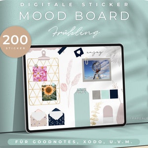 200 autocollants numériques Mood Board Spring // pour GoodNotes, XODO, Noteshelf & Co.