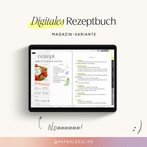 Digital recipe book for writing yourself | German | For 1200 recipes | Magazine version