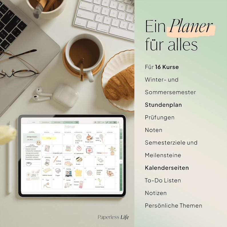 Digital Study Planner 2025/26 | Digital Semester Planner for Goodnotes, Penly, and more | With Apple Calendar Function | Sage image 2