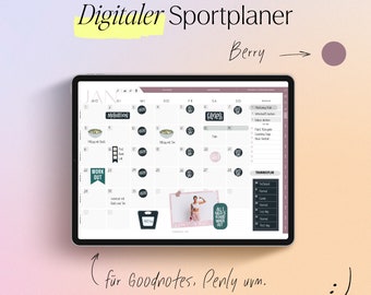 Digital sports planner German | for GoodNotes including 200+ digital stickers | Undated | Berry