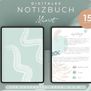 Notizbuch Digital MINT // Digitales Notizbuch Goodnotes // 15 Register