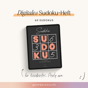 Digital Sudoku puzzle book with 60 Sudokus | Templates for your iPad or tablet | for Goodnotes, Penly, Samsung Notes and much more.
