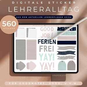 Könnte beinhalten: Ein digitales Sticker-Paket für Lehrer mit 560 Stickern. Die Sticker zeigen Sätze wie "Good Job!" und "Yay!" in verschiedenen Farben und Mustern. Die Sticker sind für die Verwendung mit Goodnotes, Xodo und anderen digitalen Notiz-Apps konzipiert.