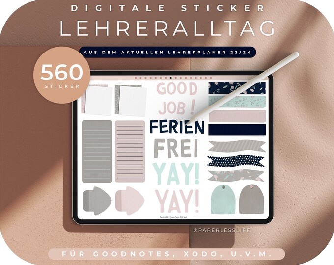 Digital planner stickers, digital school clipart set, Lehrer sticker