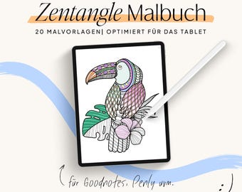 Digital Zentangle Coloring Book | Digital coloring book for your iPad or tablet | 20 coloring pages