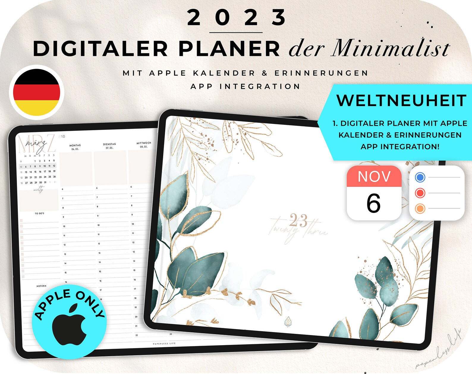 Digitaler Planer Deutsch 2023 / GoodNotes Kalender iPad APPLE - Etsy.de