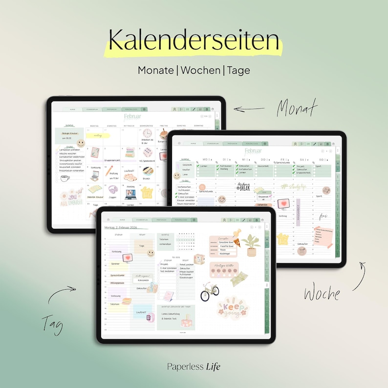 Digital Study Planner 2025/26 | Digital Semester Planner for Goodnotes, Penly, and more | With Apple Calendar Function | Sage image 4
