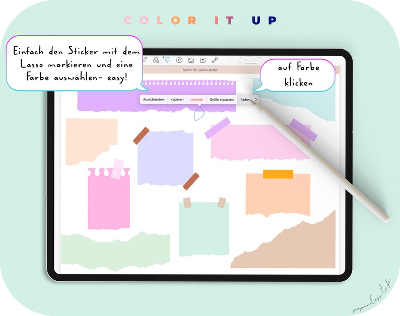 20 Color Changing Goodnotes Sticker Torn Paper Set 1 // Only for