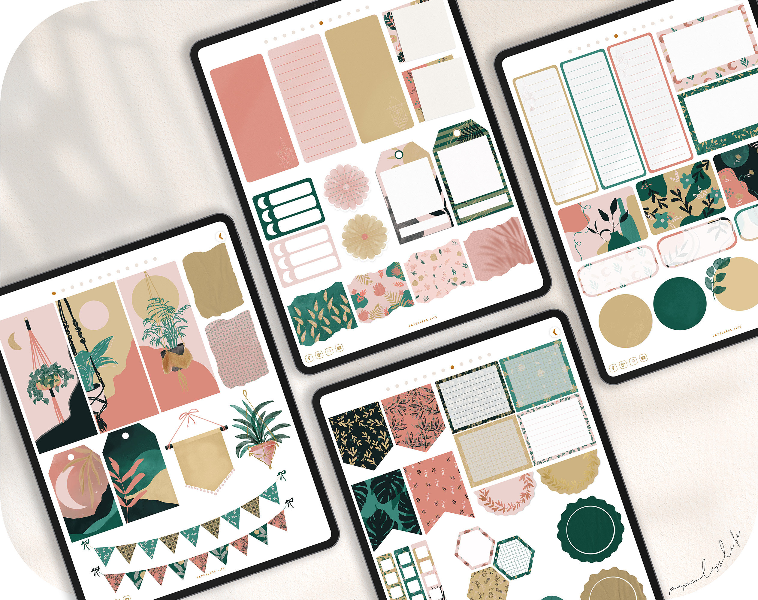 215 Digital Stickers Boho Botanic // for Goodnotes, XODO, Noteshelf and ...