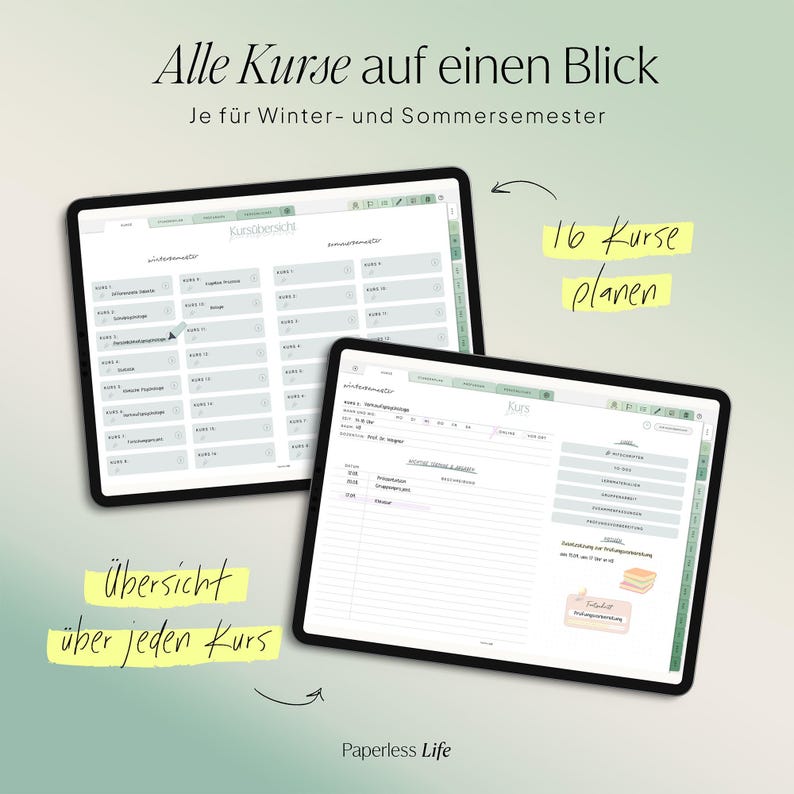 Digital Study Planner 2025/26 | Digital Semester Planner for Goodnotes, Penly, and more | With Apple Calendar Function | Sage image 6