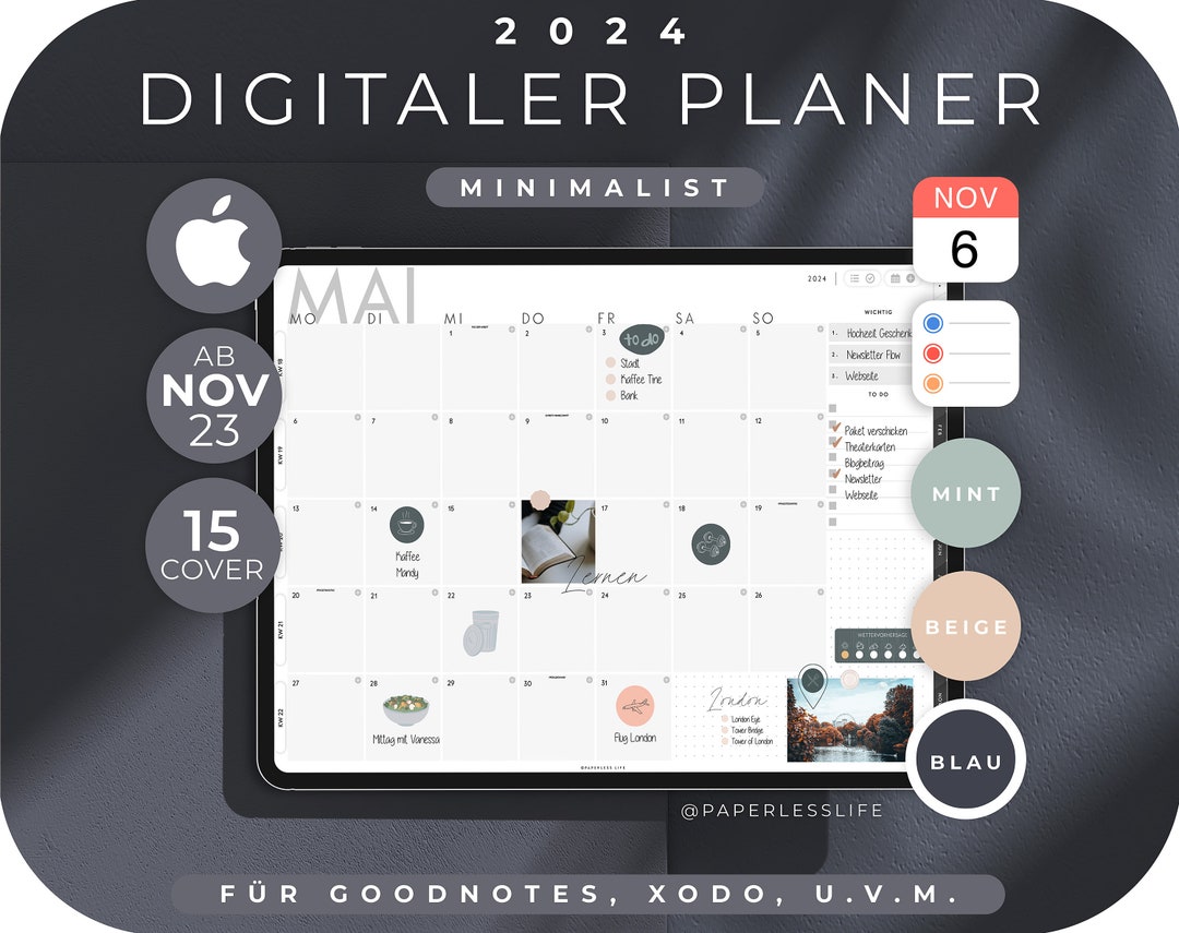 2024 Digital Planner German / Goodnotes Calendar iPad the Minimalist ...