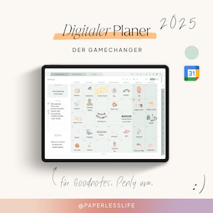 2025 Digital Planner German | Goodnotes Calendar &quot;The Gamechanger&quot; | with Google Calendar Function | Mint