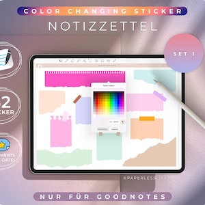 Set di 20 adesivi GoodNotes che cambiano colore in carta strappata 1 // solo per GoodNotes