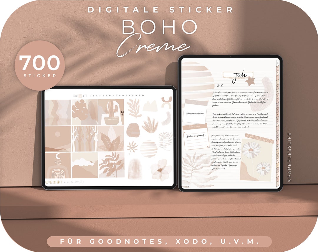 700+ Digital Sticker Set Blush // Precropped Goodnotes Stickers Boho ...