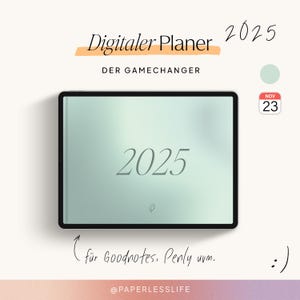 Planificador Digital 2025 Alemán | Calendario de Goodnotes "El cambio de juego" | con función de calendario de Apple | Menta
