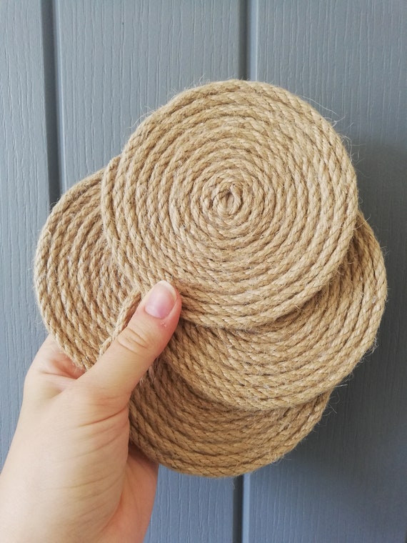 Set of Four Jute Coasters Etsy UK