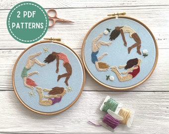 Embroidery Pattern PDF Soaring Women | Modern Hand Embroidery Guide | DIY Embroidery Hoop