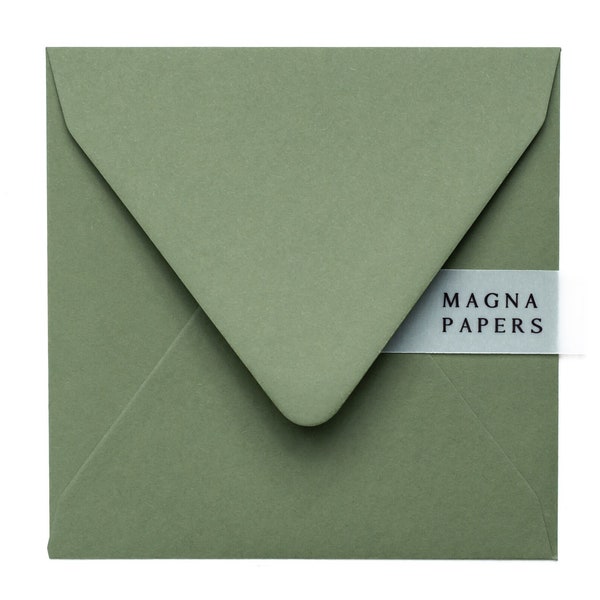 Premium Olive Envelopes Square (155x155mm) 135gsm Quality Euro Flap Green Envelopes, Wedding Invitations, Engagement Invites, Save The Date