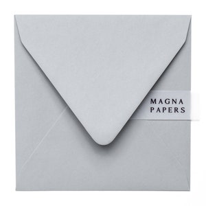 Premium Mid Grey Envelopes Square (155x155mm) Euro Flap Envelopes | Grey Wedding Invitation, Engagement Invites, Save The Date, Party, RSVPs
