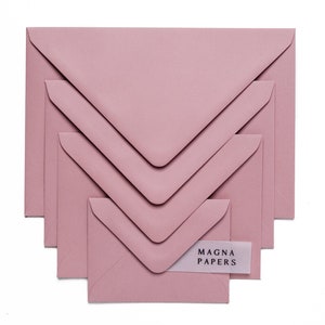 Premium Dusty Rose Umschläge | C5/A5, 5x7, C6/A6, C7/ US A7, DL, Quadrat | Luxus Rosa Hochzeitseinladungen, Verlobung, Party lädt ein
