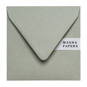プレミアム セージ グリーン封筒 正方形 (155 x 155 mm) ユーロ フラップ封筒、結婚式招待状、婚約、グリーンの日付保存、パーティー招待状、RSVP
