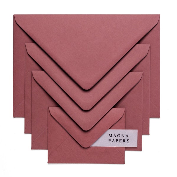 Premium Deep Rose Envelopes | Sizes: C5/A5, 5x7, A6/C6, A7/C7, DL, Square | Luxury Pink Wedding Invitation, Save the Date Invites, White Ink