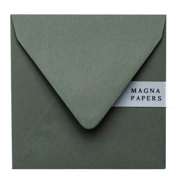 Premium Khaki Envelopes Square (155x155mm) Green Wedding Invitation Envelopes, Greeting Card, Party, Engagement, Save The Date Invite