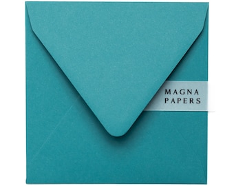 Buste Premium Teal quadrate (155 x 155 mm) 135 gsm Buste con patta europea / Inviti di nozze blu, fidanzamento, festa, inviti Save The Date