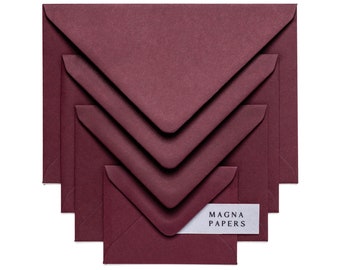 Buste testurizzate bordeaux da 135 g/m² / Buste premium per matrimoni e inviti nei formati C5, 5x7, C6, C7, DL e quadrate