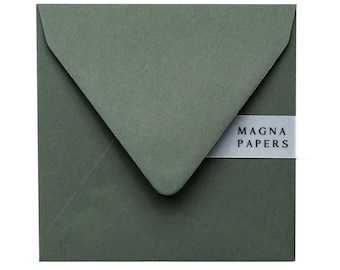 Premium Khaki Envelopes Square (155x155mm) Green Wedding Invitation Envelopes, Greeting Card, Party, Engagement, Save The Date Invite