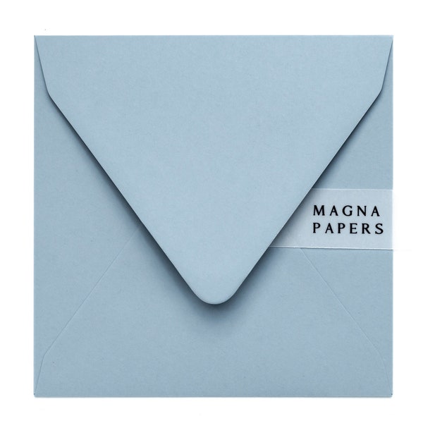 Premium Dusty Blue Envelopes Square (155x155mm) Wedding Invitation Envelopes | Dusky Blue Invites, Engagement, Save The Date Invites, Party