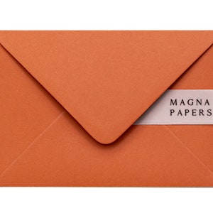 Premium verbrande oranje enveloppen C6 (114 x 162 mm) A6 kleine huwelijksuitnodigingsenvelop, Save The Date, RSVP, notitiekaart, plaatsnaam, uitnodiging feest