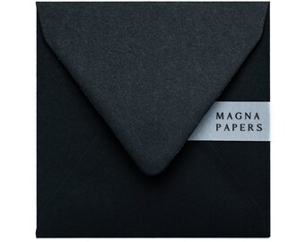 Jet Black Square Envelopes (155x155mm): 135gsm Textured Euro Flap