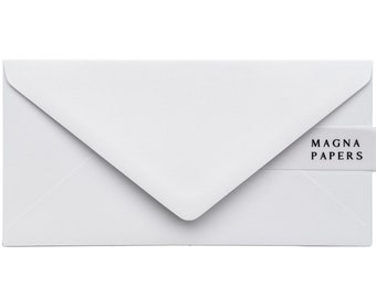 Premium Dove White Envelopes DL (110x220mm) | 135gsm Envelopes | Wedding Invitations, Engagement, Party Invites, Money & Business Letters