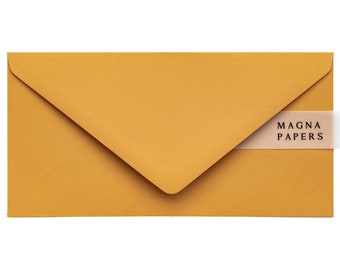 Premium Senf Briefumschläge DL (110x220mm) | Luxus 135gsm Gelb Umschlag | Hochzeit einladen, Verlobung, Save the Date, Party, Geld, Geschäft