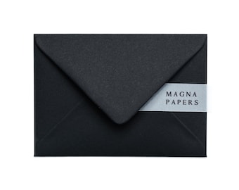Jet Black C6 Envelopes: Textured 135gsm, Wedding Invitation A6