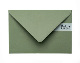 Olive Green C5 Envelopes 135gsm | Premium Textured Envelopes for A5 Wedding Invitations, Greeting Card, Stationery (Custom size 155 x 220mm)