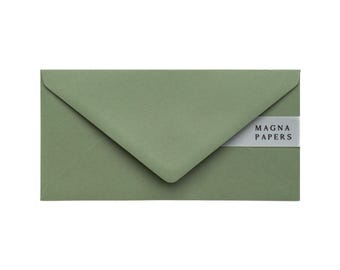 Olive Green Envelopes DL: 135gsm Textured Stationery (110x220mm)